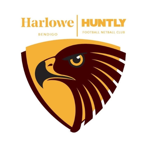 Harlowe Huntly Football Netball Club logo, sponsored by Leigh Whyte Concreting, Huntly.